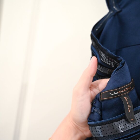 BCBGMaxAzria Size XS Strappy Sequin Open Back Formal Evening Dress - Picture 9 of 11